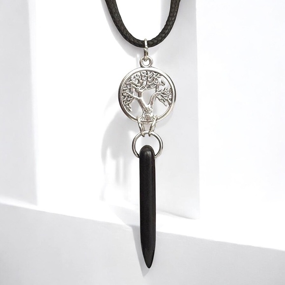5 For $25💫Alternative Silver Tree of Life Black Spike Pendant Necklace - Picture 3 of 4
